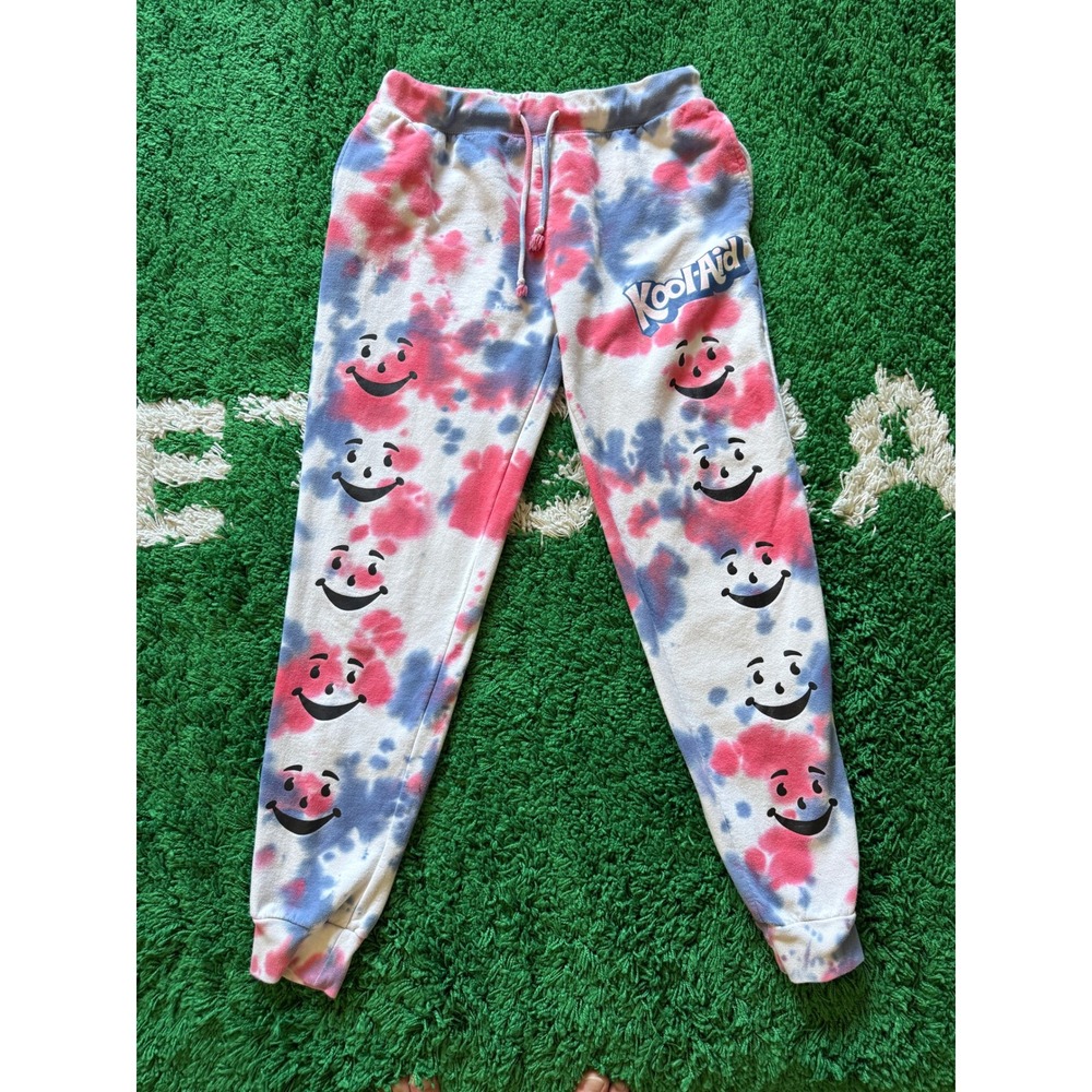 Kool-Aid Sweatpants Mens Medium Pink Blue Tie Dye Excellent Mad Engine Joggers